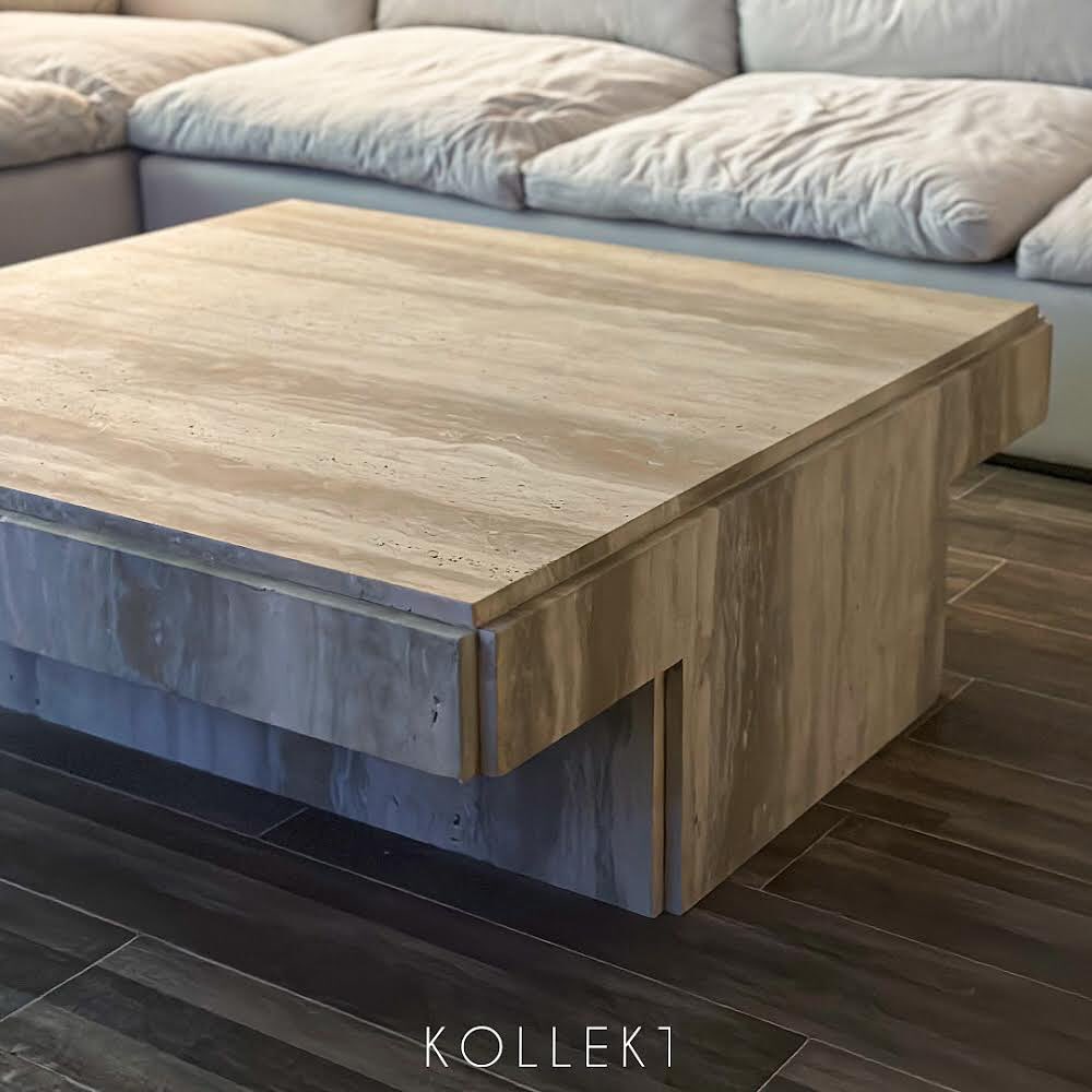 Plinth Travertine Table