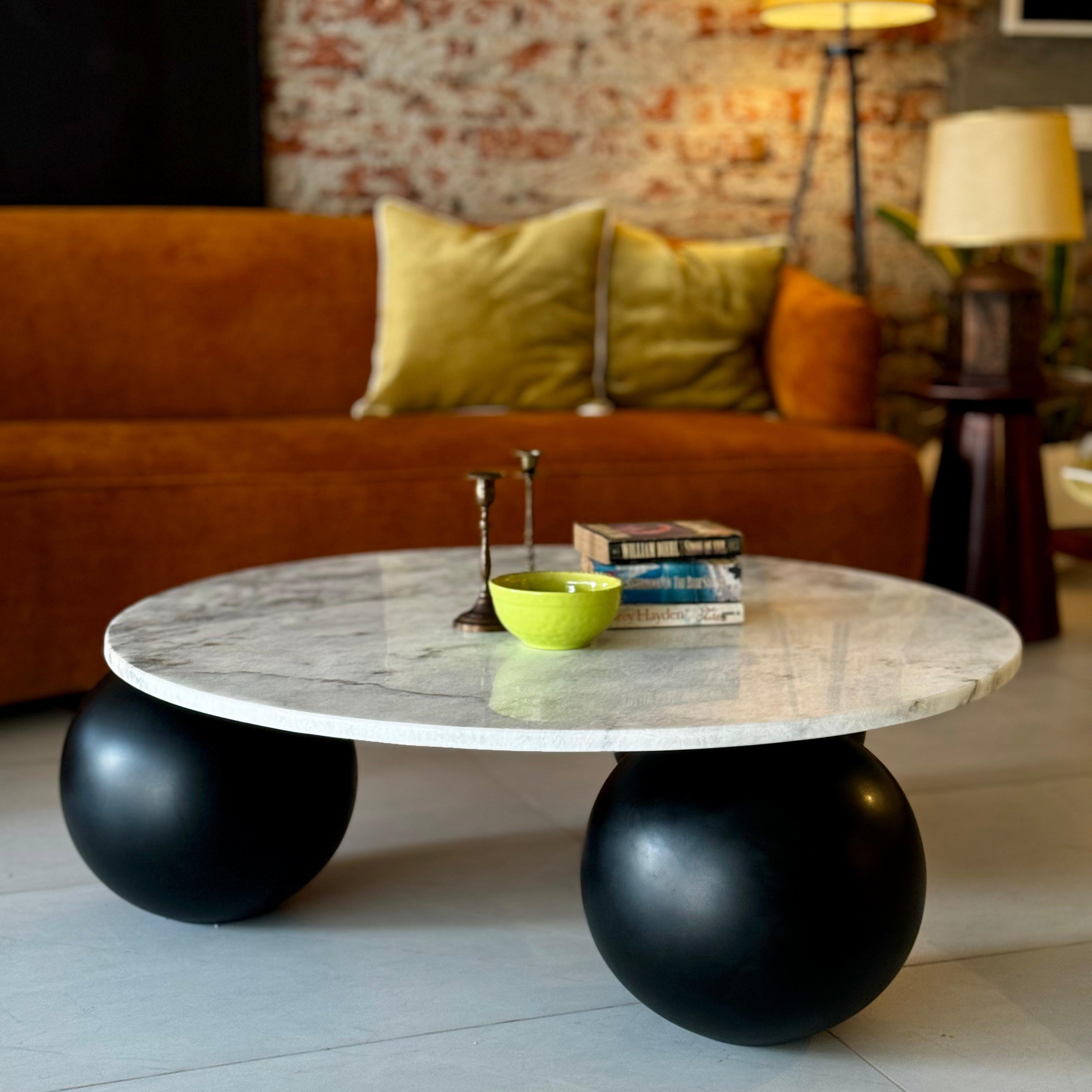 Round Marble Ball Leg Table