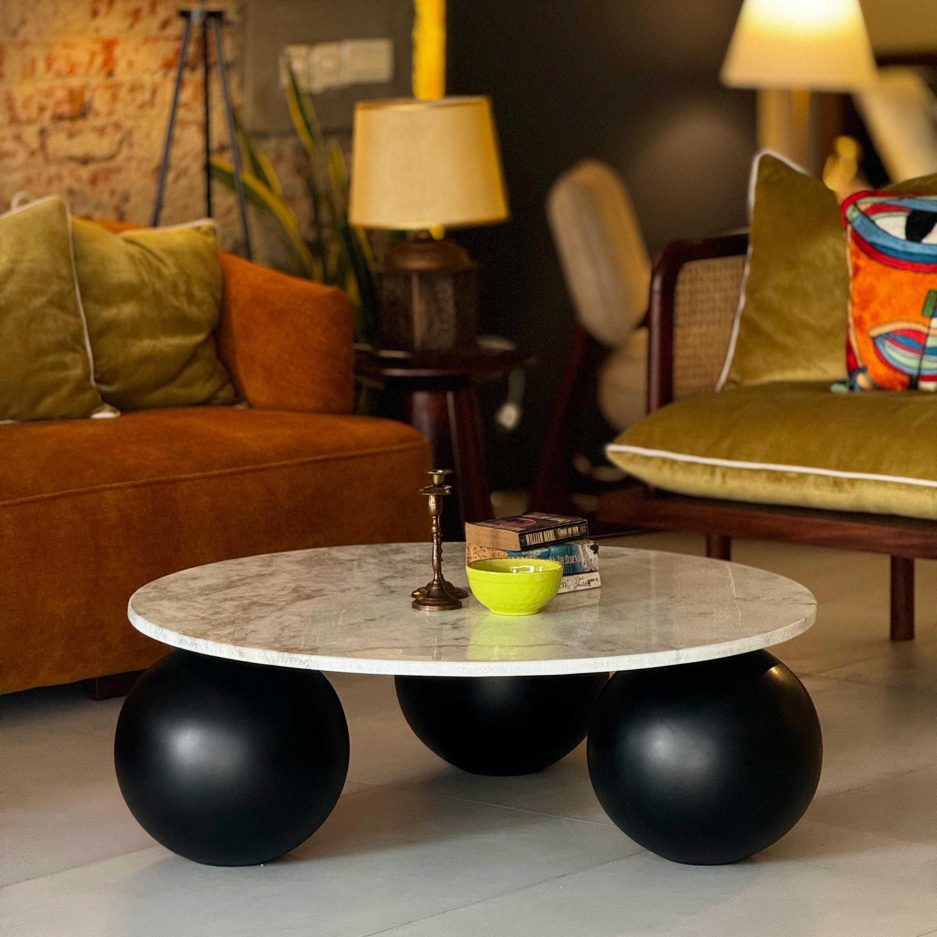 Round Marble Ball Leg Table